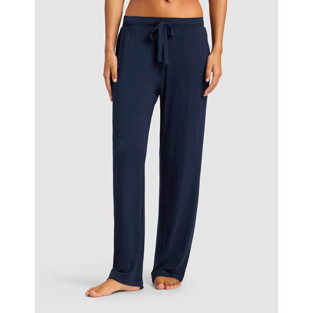Cozy Earth Bamboo Stretch-Knit Pant Women Sz L Navy Blue Viscose Lounge Pajama